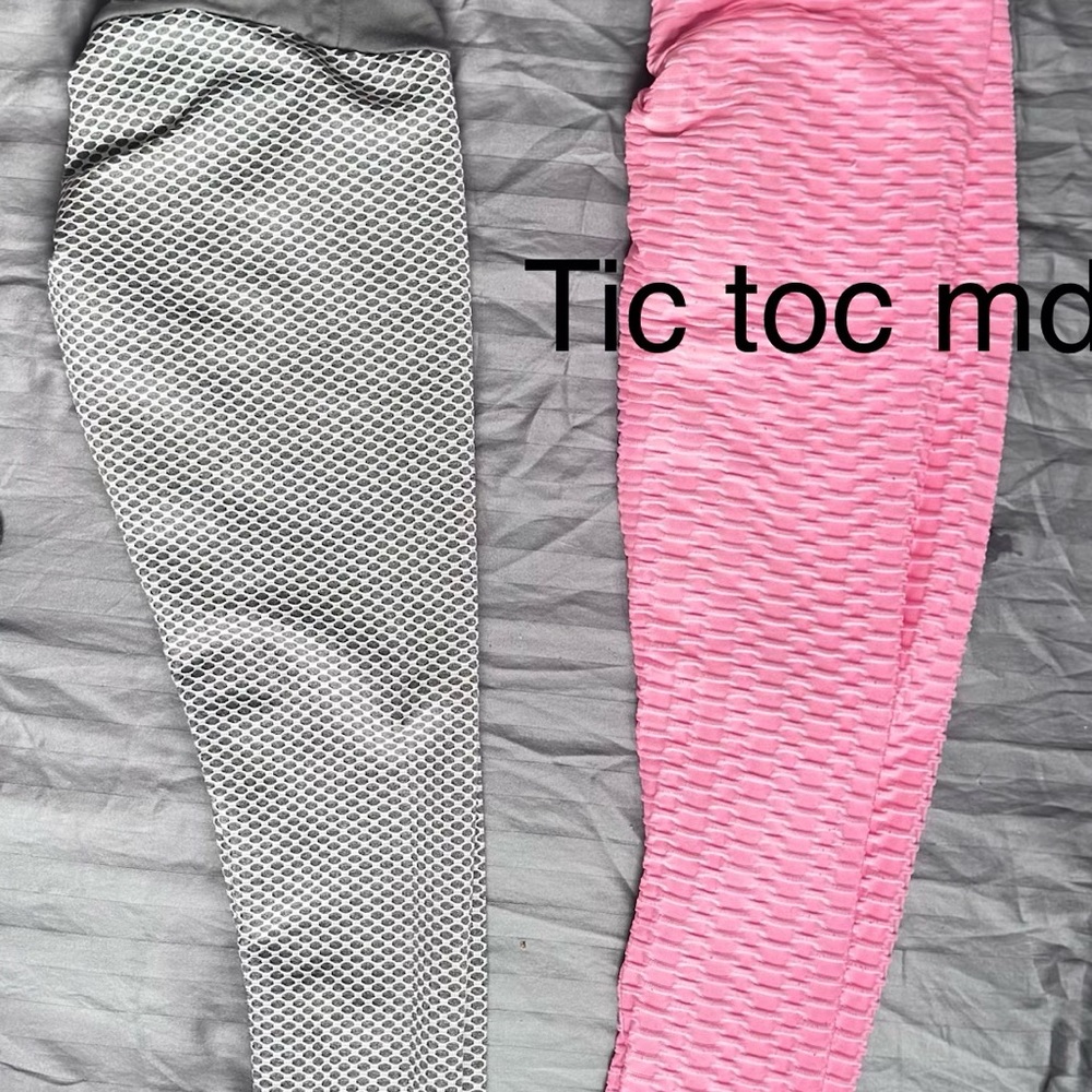 Textured High-Rise Leggings - Pink